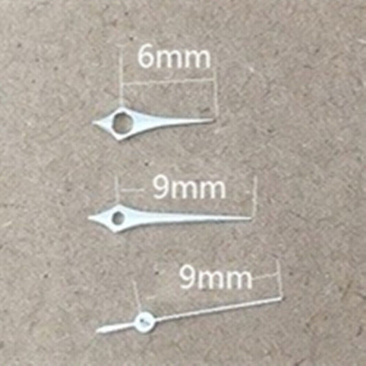 Polished silver 6-10mm watch hands for Epson TMI VJ12 quartz movement, sleek design.