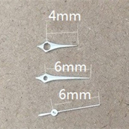 Polished silver 6-10mm watch hands, designed for Epson TMI VJ12 quartz movements, sleek style.