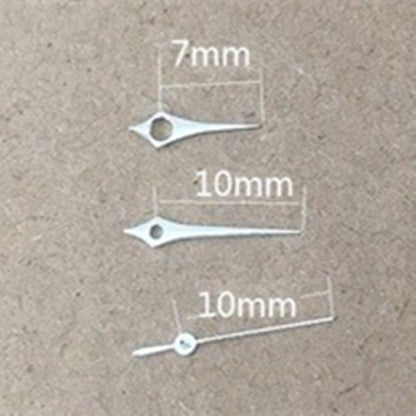Polished silver 6-10mm watch hands for Epson TMI VJ12 quartz movement, sleek style.