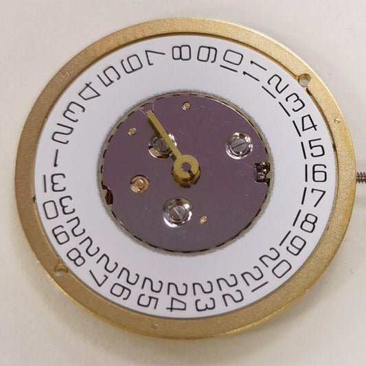 ISA 220 golden quartz watch movement with calendar, 2-hand design for men's watches by Watchmakers.
