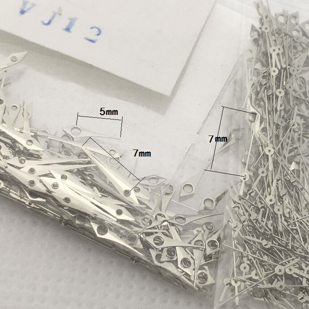 Polished silver 7-10mm watch hands for Epson TMI VJ12 quartz, sleek design enhancing watch style.