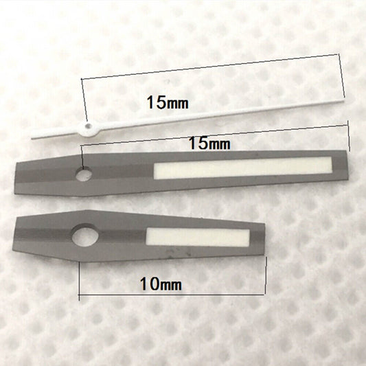 Green luminous black square point watch hands for China Made 2813 movement, ideal for precise time reading.