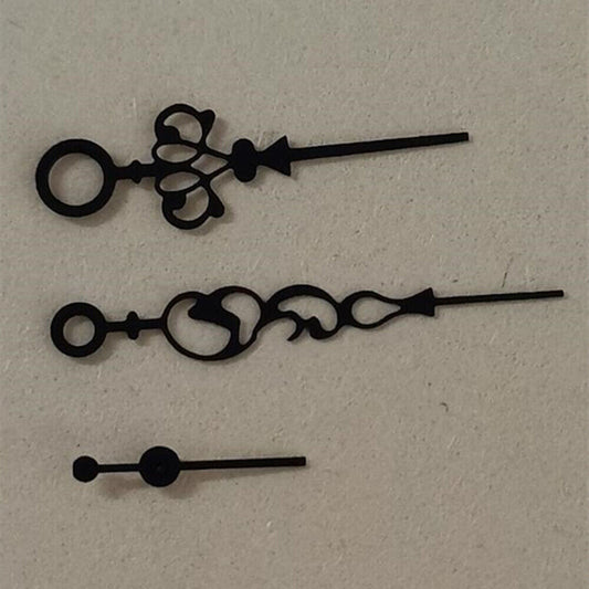 Black floral watch hands designed for Seagull ST3600/ST3621 and ETA6497/6498 movements, elegant replacement parts.