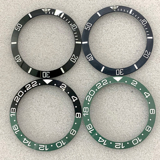 38 mm/30,8 mm schwarz matt poliert GMT SUB Keramik Uhr Lünette Einsatz Uhrenteile