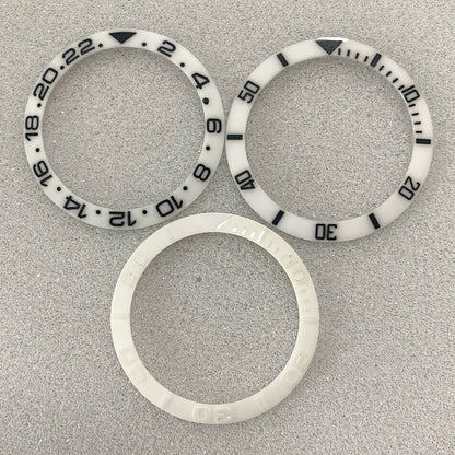 38 mm/30,8 mm weiße Ziffern GMT SUB Keramik Uhr Lünette Einsatz Uhrenteile