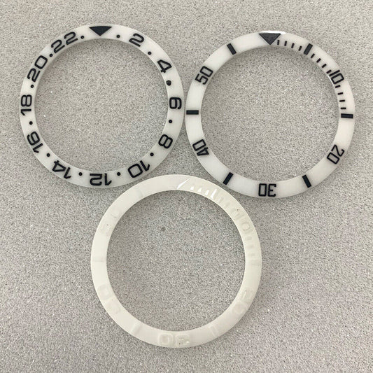 38 mm/30,8 mm weiße Ziffern GMT SUB Keramik Uhr Lünette Einsatz Uhrenteile