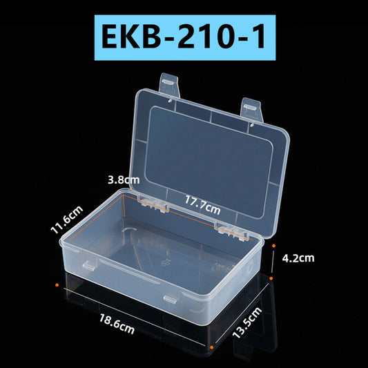 Set of 3 clear hinged lid storage cases, 4.2x18.6cm, perfect for organizing watch accessories.