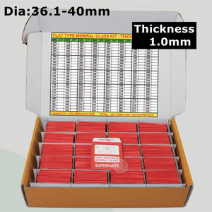 1.0mm Thick 200pcs Flat 36.1-40mm Round Watch Glass Mineral Crystal Replacement