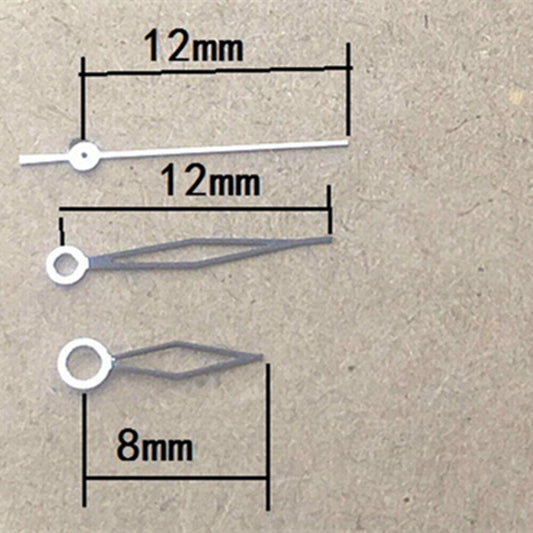 Aiguilles de montre losange noires non lumineuses de 12 mm pour mouvement à quartz Miyota 8205