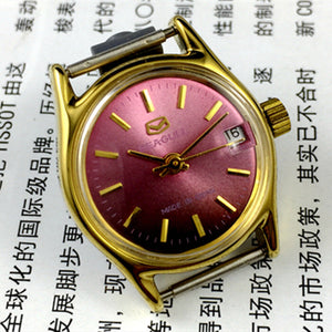 Purple Dial Golden Nail China Tianjin Seagull Manual Mechanical Ladies Watch