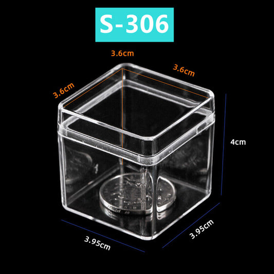 Lot de 10 boîtes à outils carrées transparentes en PS, 40 x 40 mm, avec couvercle et base