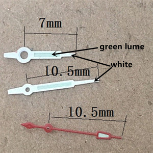 10.5mm White Trim Green Lume Watch Hands for Hattori Epson PC32 Quartz Movement