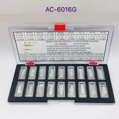 36 Pairs High End Diamond Cut Dolphine Gold Plated Watch Hands Set