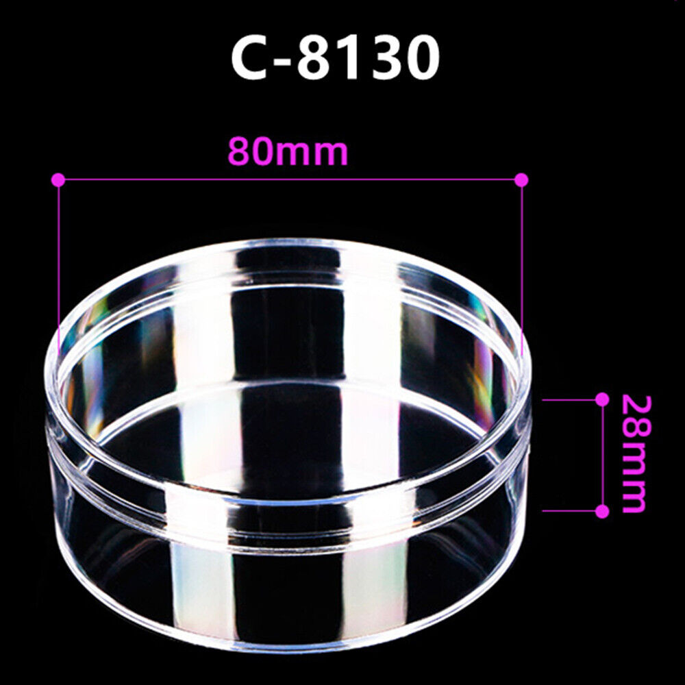 Boîte à outils ronde transparente en PS, 80 x 28 mm, 10 pièces, avec couvercle et base