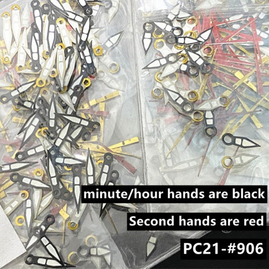 100 Sets 7 mm Uhrzeiger in gemischten Farben für Hattori Epson PC21 Quarzwerk
