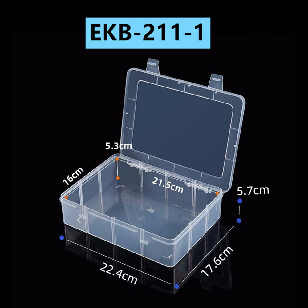 Rectangular toolbox container 5.7x22.4x17.6cm with hinged lid for organized watch accessory storage.