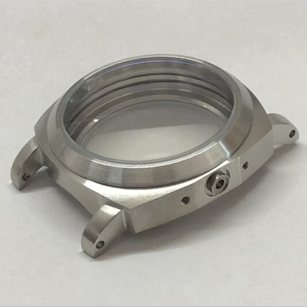 44mm silver 316L watch case with sapphire glass, compatible with Seagull ST3600/3621 & ETA6497/6498 movements.