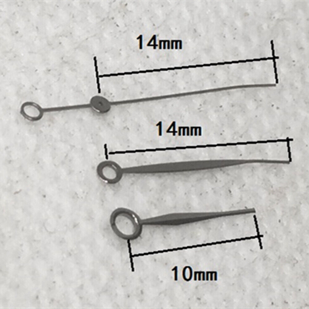 Polished black long rhombus watch hands for China 2813 movement, 14mm, sleek design.