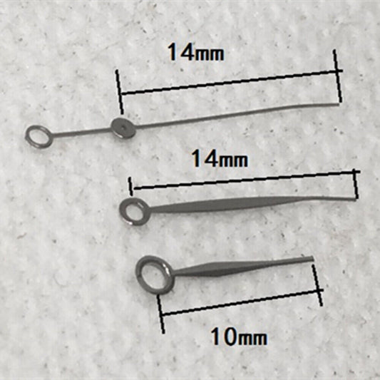 Polished black long rhombus watch hands for China 2813 movement, 14mm, sleek design.