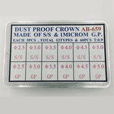 AB-659 Dust Proof Steel Watch Crown Kit with 1 MICROM Gold Plated for Watchmaker