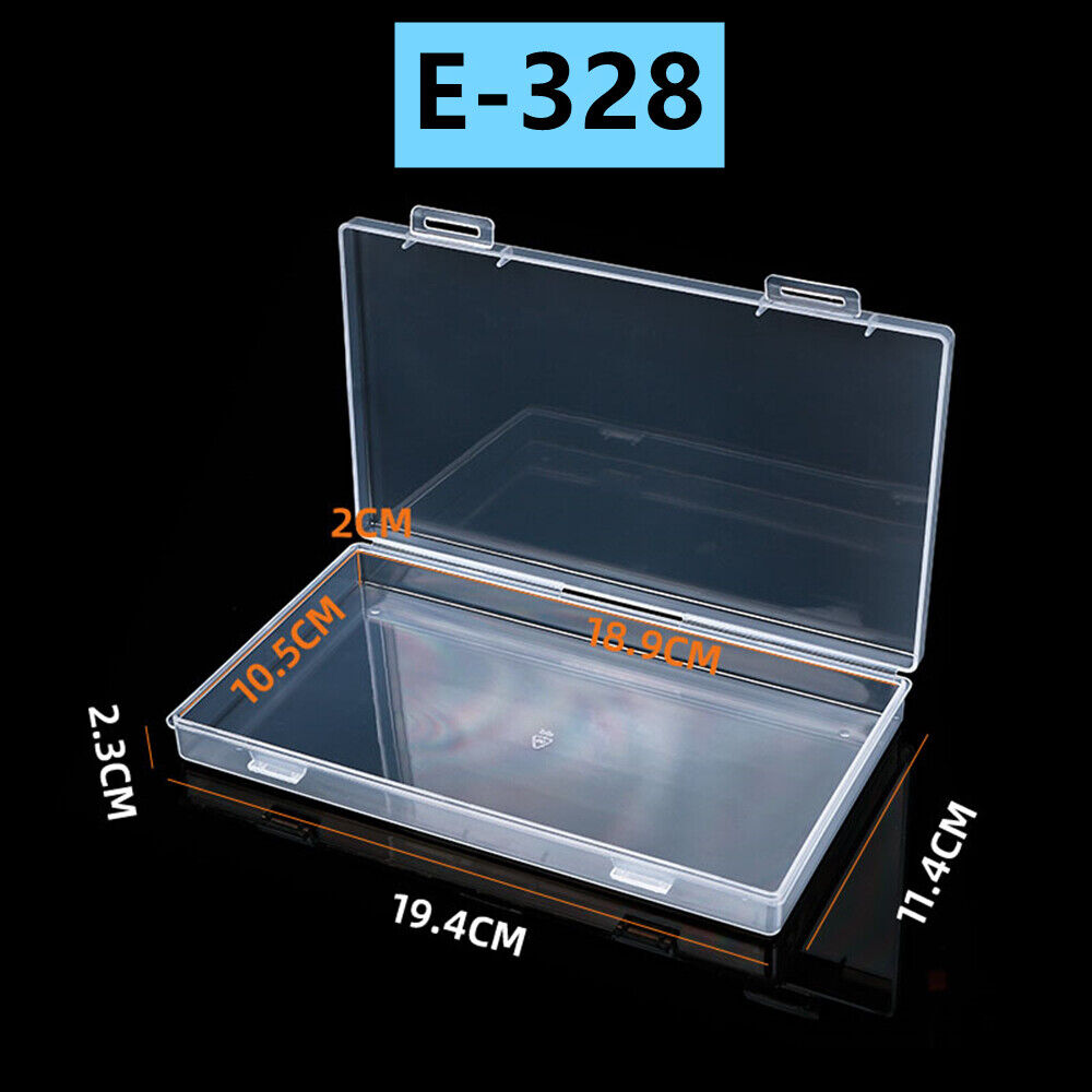 Set of 3 small rectangular toolbox containers with hinged lids for organized storage.