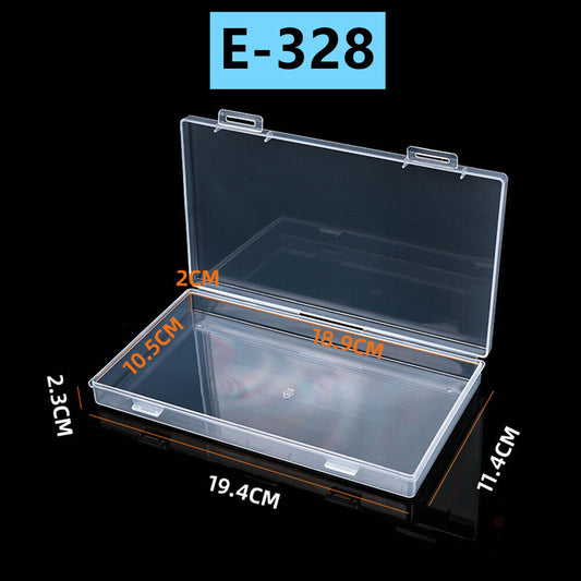 Set of 3 small rectangular toolbox containers with hinged lids for organized storage.