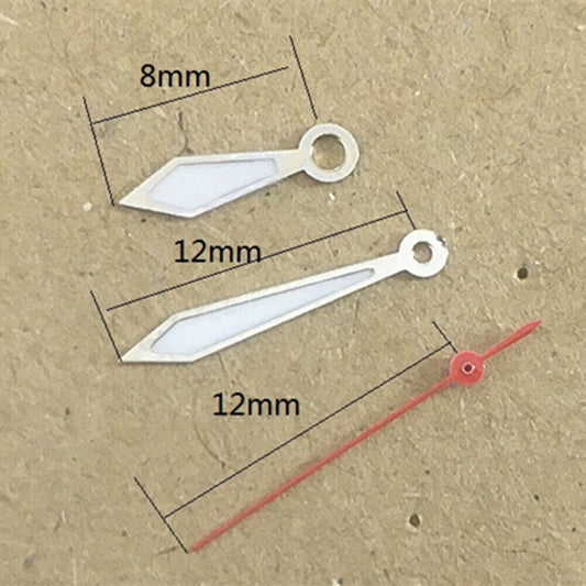 Arrow-shaped green lume watch hands, 12mm, for Miyota 1M12 Japan quartz movement.