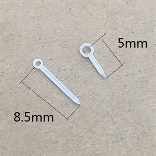 8.5mm green lume watch hands with silver trim for Hattori Epson VJ20 quartz movement, precise fit and visibility.