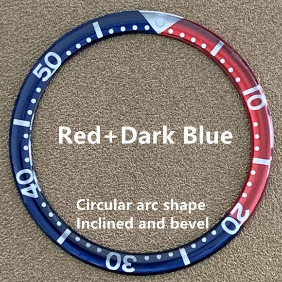 39mm/32.2mm Red Dark Blue Circular Arc Bevel Aluminium Watch Bezel Insert Watch