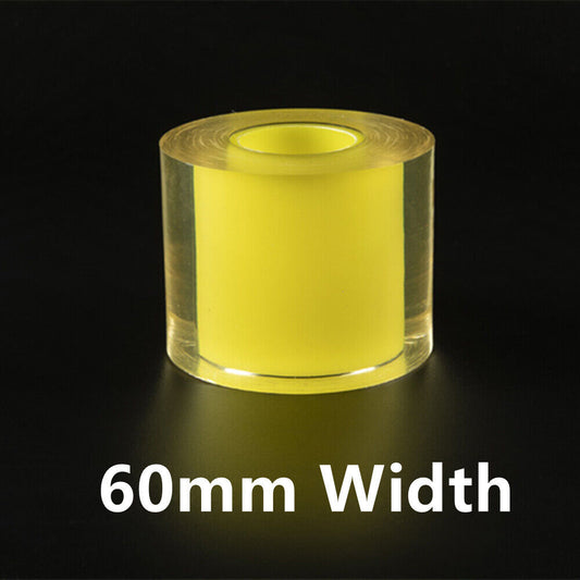 Transparent 60mm protective film for silver watch bands, guards jewelry from scratches.