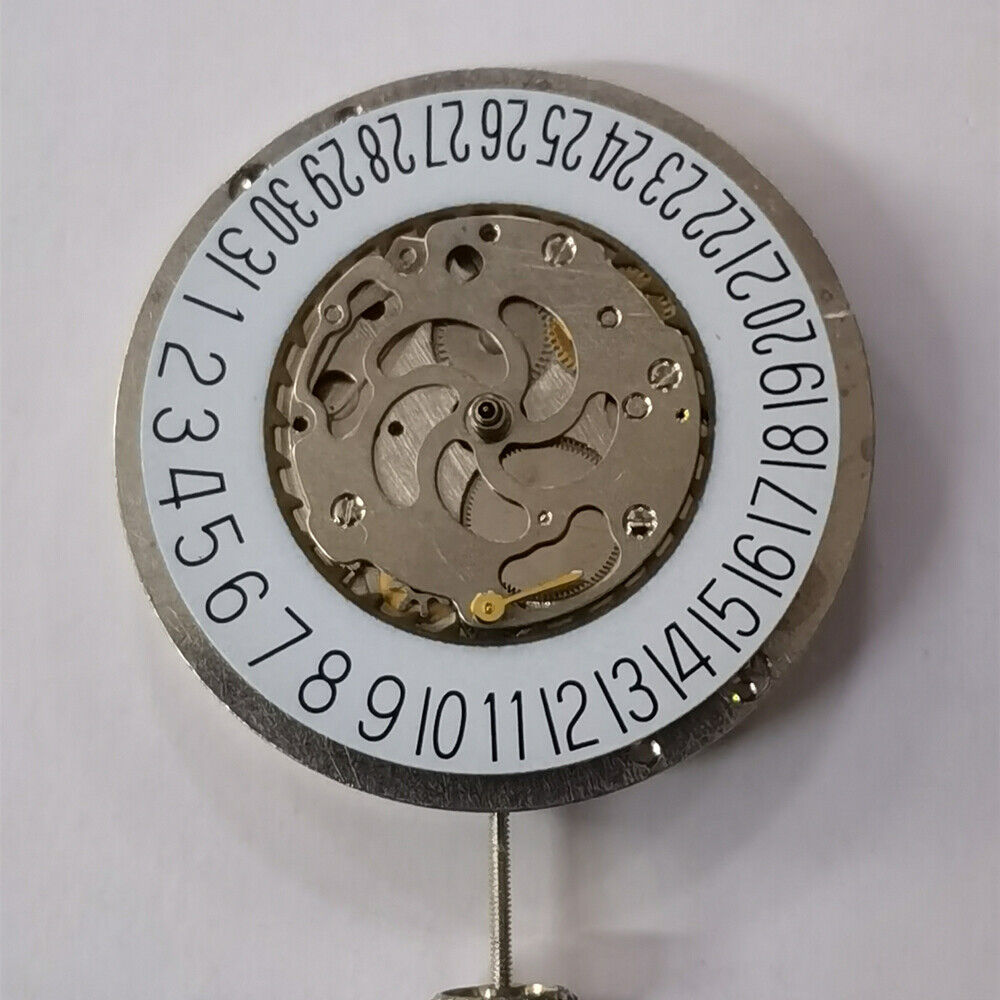 Automatisches mechanisches Uhrwerk, silberfarben, 3 Zeiger, großes Datum, Radscheibe, kleine Sekunde @ 3