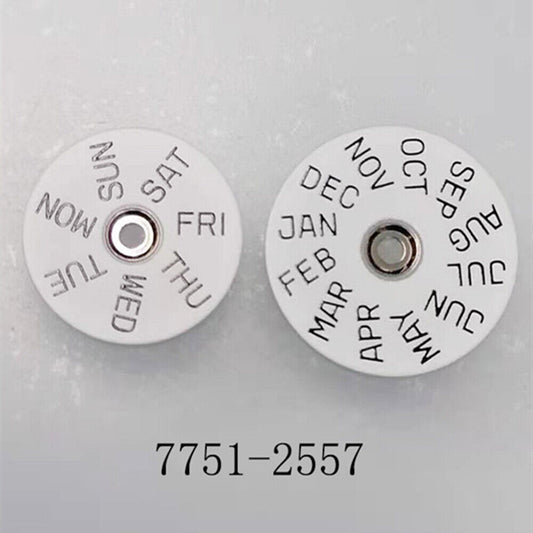 White Month Disk Wheel Week Wheel Genuine for China Made 7751-2557 Movement