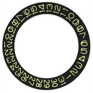 Black Background Light Yellow Character Disk Date Wheel for Miyota NH35 NH36
