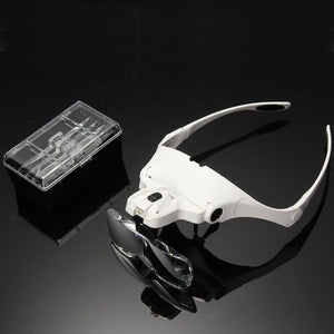 Adjustable Reading Jewelry Watch Loupe Headband Magnifier LED Light Lamp Tools
