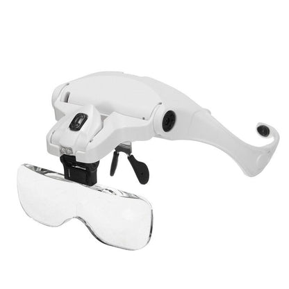 Adjustable Reading Jewelry Watch Loupe Headband Magnifier LED Light Lamp Tools