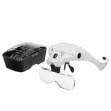 Adjustable Reading Jewelry Watch Loupe Headband Magnifier LED Light Lamp Tools