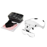 Adjustable Reading Jewelry Watch Loupe Headband Magnifier LED Light Lamp Tools