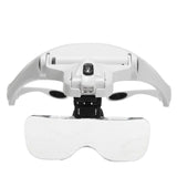 Adjustable Reading Jewelry Watch Loupe Headband Magnifier LED Light Lamp Tools