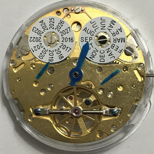 Asian Shanghai 3 Hands multifunctional watch with mechanical movement and perpetual calendar features.