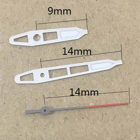 14mm hollow silver trim green tip watch hands for Hattori Epson PC32 movement, precision fit accessory