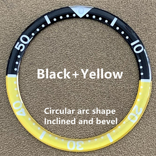 39 mm/32,2 mm schwarz gelb kreisförmigen Arc Bevel Aluminium Uhr Lünette Einsatz Uhr