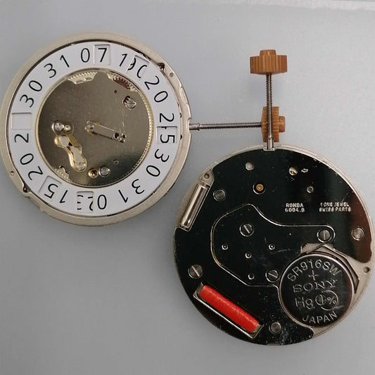Ronda 6004B 6004.B Quartz Watch Movement Swiss Part Date At 12 Silver