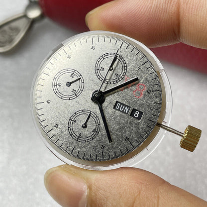Mouvement chronographe 7750 fabriqué en Chine, 3 aiguilles, petite seconde à 9 jours, date, cadran noir