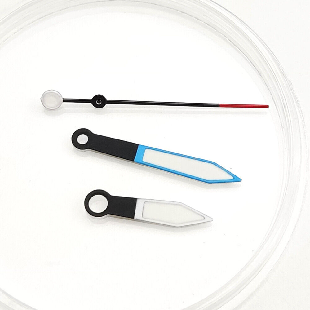 Blue trim luminous watch hands for NH35A/NH36A movement, precise fit for clear time reading.