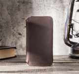 Brown Leather 2 Slot Watch Box Luxury Pouch with Zipper Portable Organizer Bag