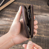 Brown Leather 2 Slot Watch Box Luxury Pouch with Zipper Portable Organizer Bag