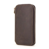 Brown Leather 2 Slot Watch Box Luxury Pouch with Zipper Portable Organizer Bag