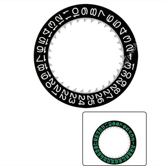 Green Luminous Black Background White Font Disk Date Wheel for Miyota NH35 NH36