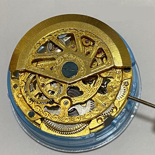 Asian 2813 Golden Hollow Automatic watch movement replacement with mechanical precision, compatible with 8205 8200 models.