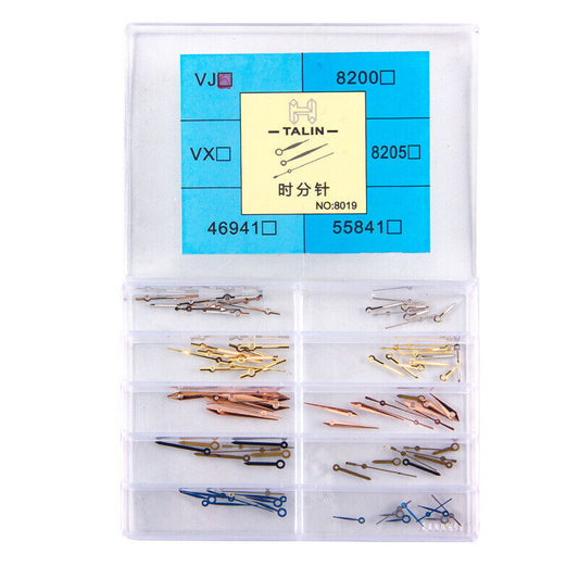 1. Set of 30 quartz watch hands for VJ series, includes small, minute, and hour hands.  